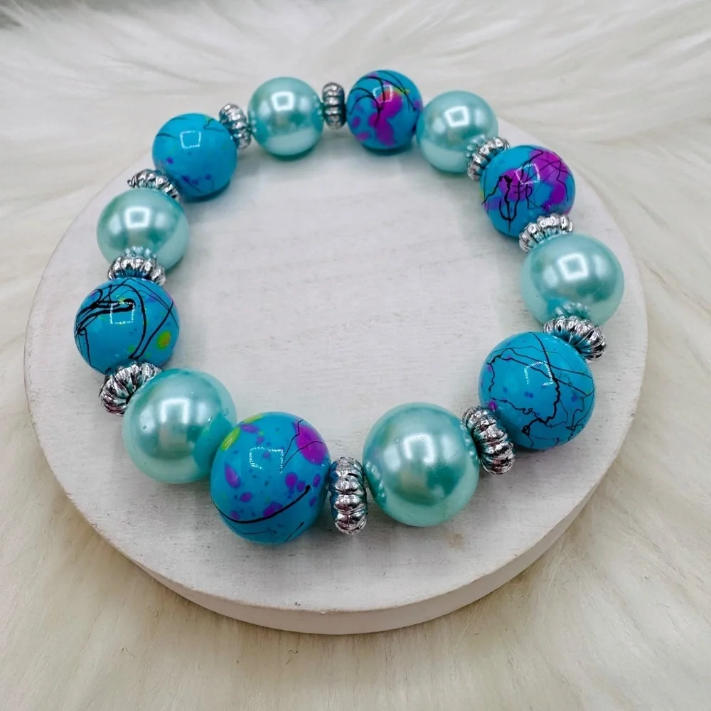 Ocean Breeze Splash Beaded Bracelet